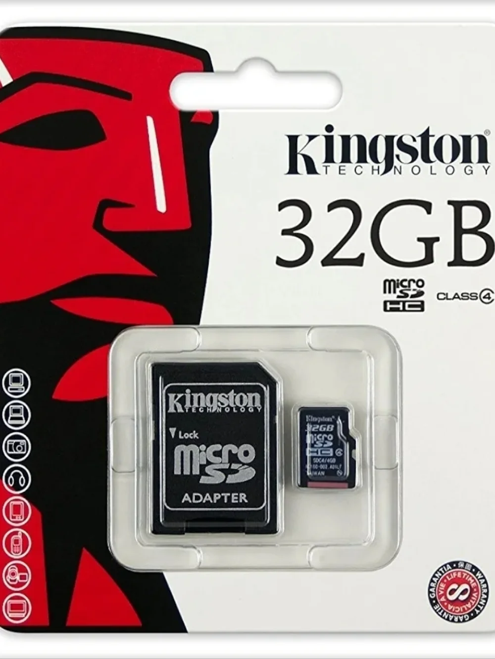 Kingston 32GB microSD with SD Adapter - Black and Red Packaging
